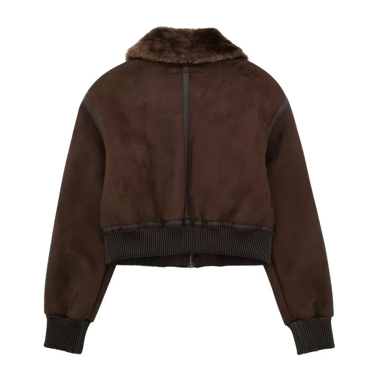 Luxury Standing Neck Contrast Strap Decoration Loose Double sided Jacket