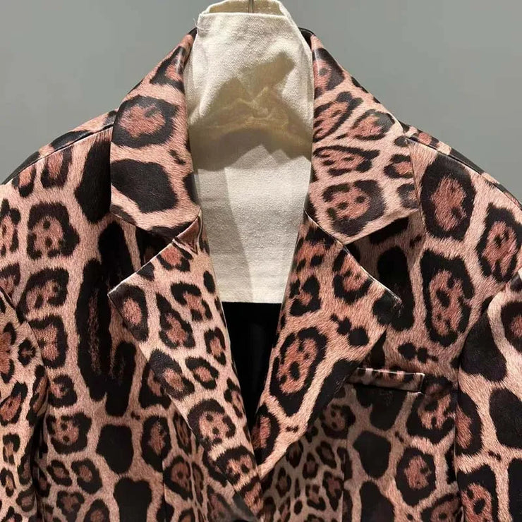 LUXARY PEOPARD PRINTED LEATHER JACKET FOR WOMEN