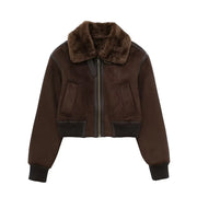Luxury Standing Neck Contrast Strap Decoration Loose Double sided Jacket