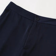 New Lace up Silk Satin Texture Suit Collar Coat Straight Leg Trouser Set