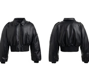 Pluffed Mauroicardi Black  Leather Jacket