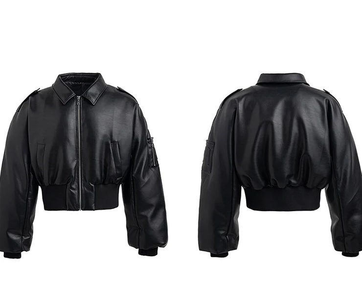 Pluffed Mauroicardi Black  Leather Jacket