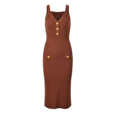 Luxury French  Commuter Round Neck Dress