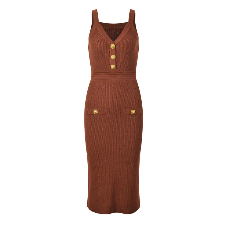 Luxury French  Commuter Round Neck Dress