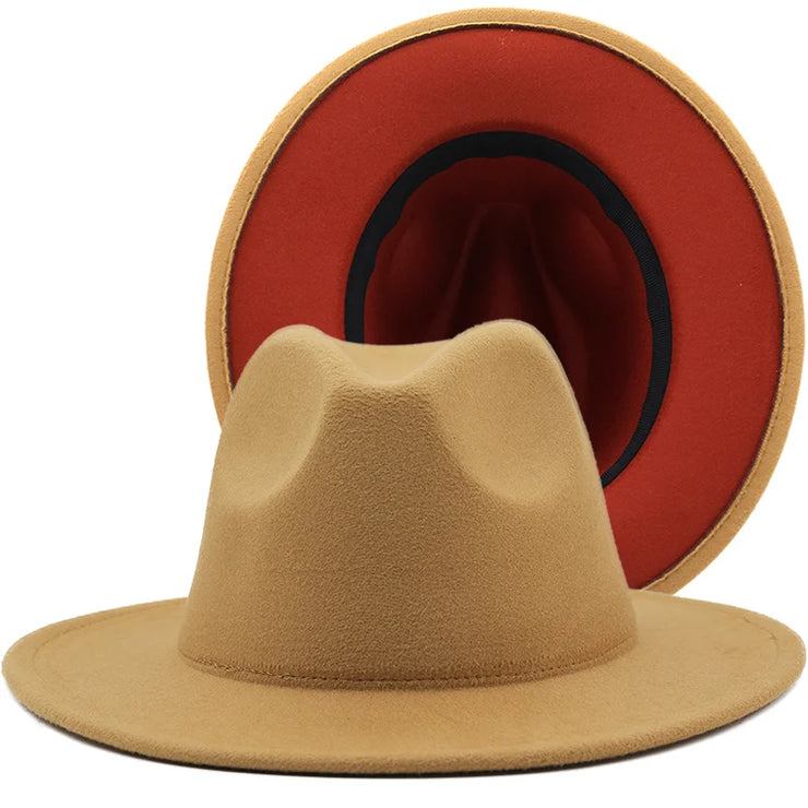 Two toned fedoras beige bottom Hat
