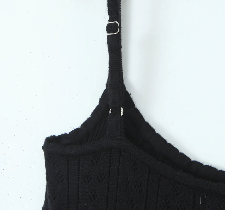 Women's Sexy Hollow Out Knit Sling Midi Dress