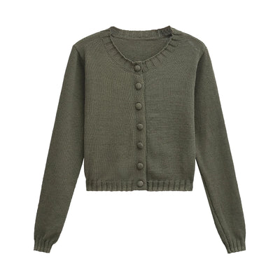 LUXARY LONG SLEEVE TOP KNITTED FASHION BUTTON UP CARDIGANT