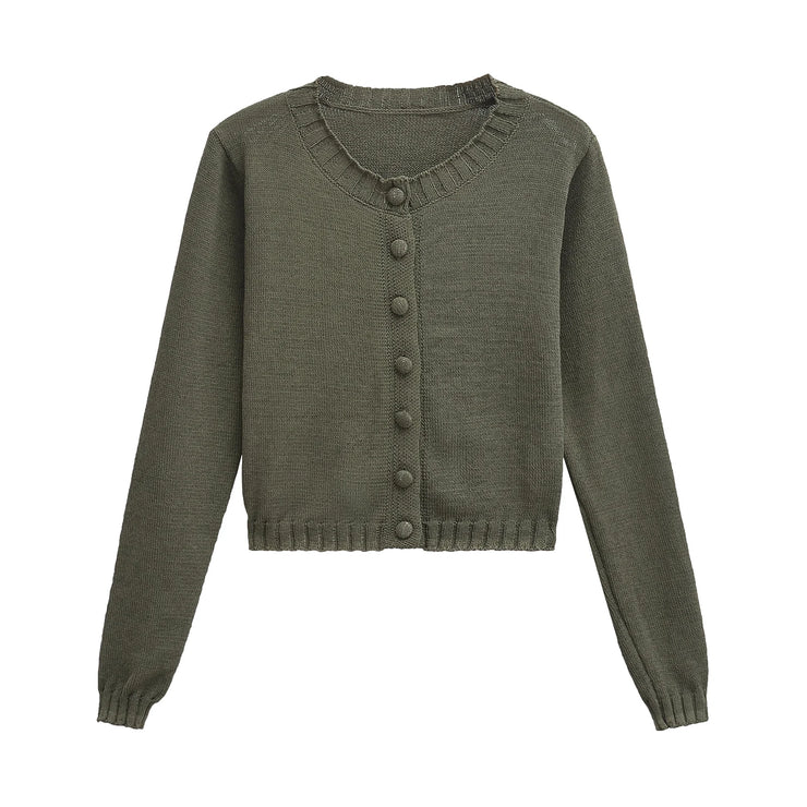 LUXARY LONG SLEEVE TOP KNITTED FASHION BUTTON UP CARDIGANT