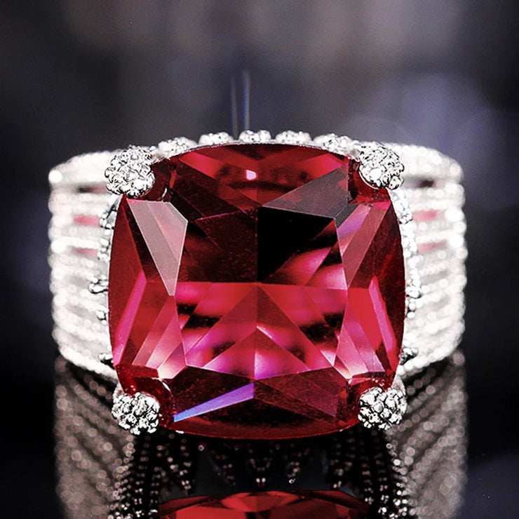 Gorgeous Hyperbole Red Cubic Zirconia Ring