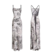 Sexy Spaghetti Straps Tie Dye Party Wear