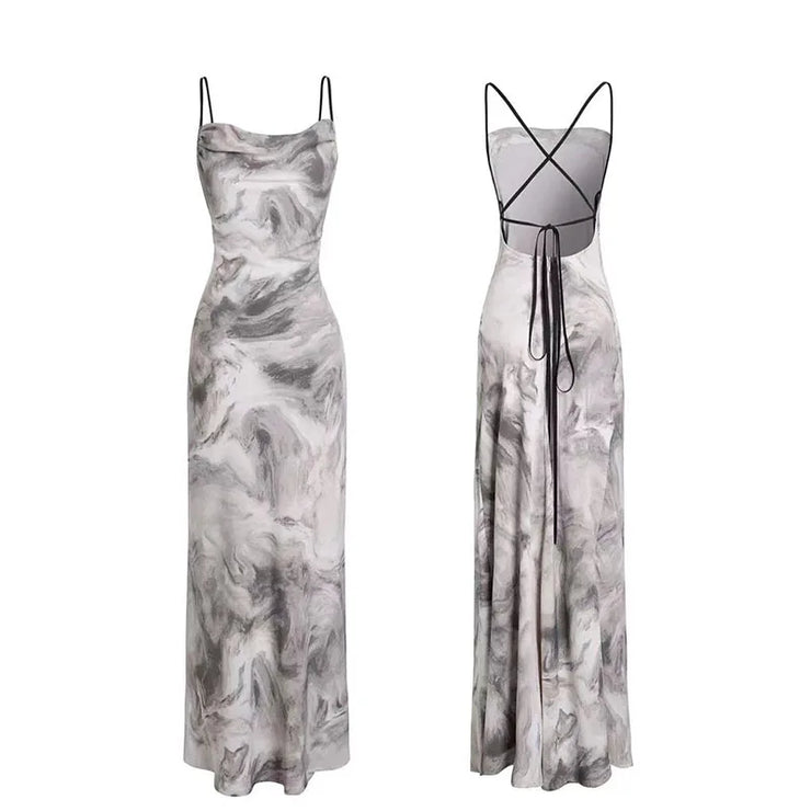 Sexy Spaghetti Straps Tie Dye Party Wear