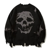 SKULL PSTTERN KNOITTED PULLOVER BREATHABLE LONFG SLEEVE
