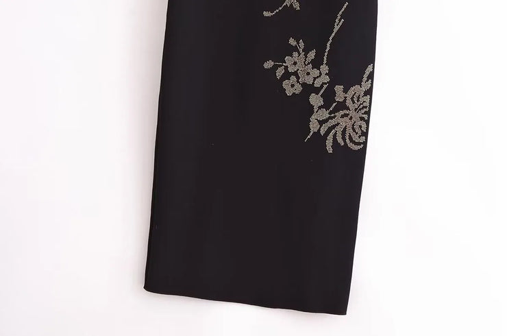 Luxury Stretch Knit Sequins Sweetheart Neckline Wide Shoulder Straps Long Dress