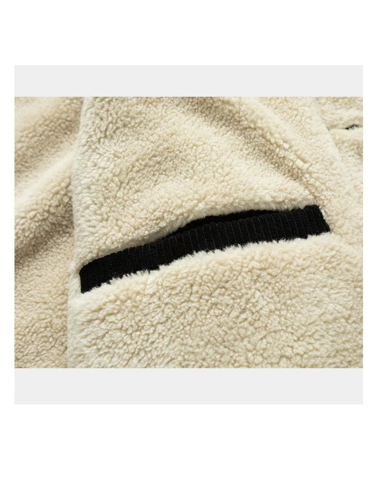 Men's Fleece Collar  Button Warm Cushion Corduroy Jacket
