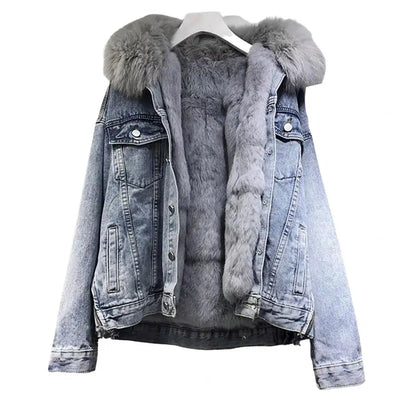 Vintage oversized Cotton Thick Warm Denim Jacket