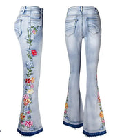 Luxury flora Embroidered Flared Denim