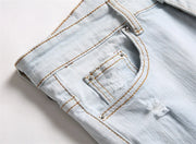 Men's Embroidered Five-Pointed Star Fashion Elastic Slim Fit Trouser