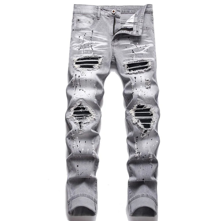 Men's Distressed Stretch Ripped Hip Hop Slim Fit