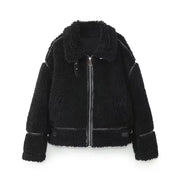 Trendy Velvet Warm Motorcycle Jacket for women
