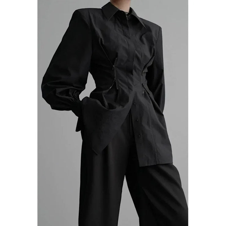 DEEPTOWN BLACK LONG SLEEV SHIRT FOR WOMEN