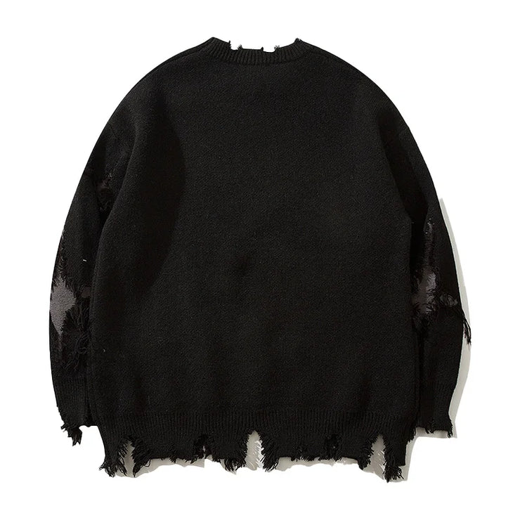 SKULL PSTTERN KNOITTED PULLOVER BREATHABLE LONFG SLEEVE