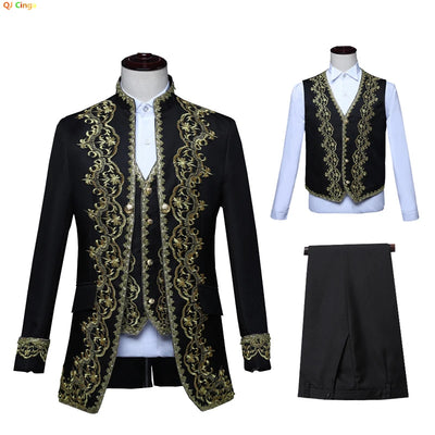European Gold Vintage Tuxedo Men's Suit 3 Piece Suit