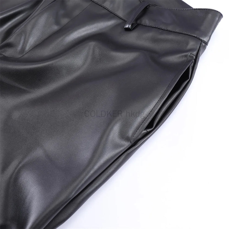 DESIGNER MENS LEATHER HIGH STREET  BLACK TROUSER