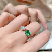 Luxury Trendy Green/White Opening Rings for Women