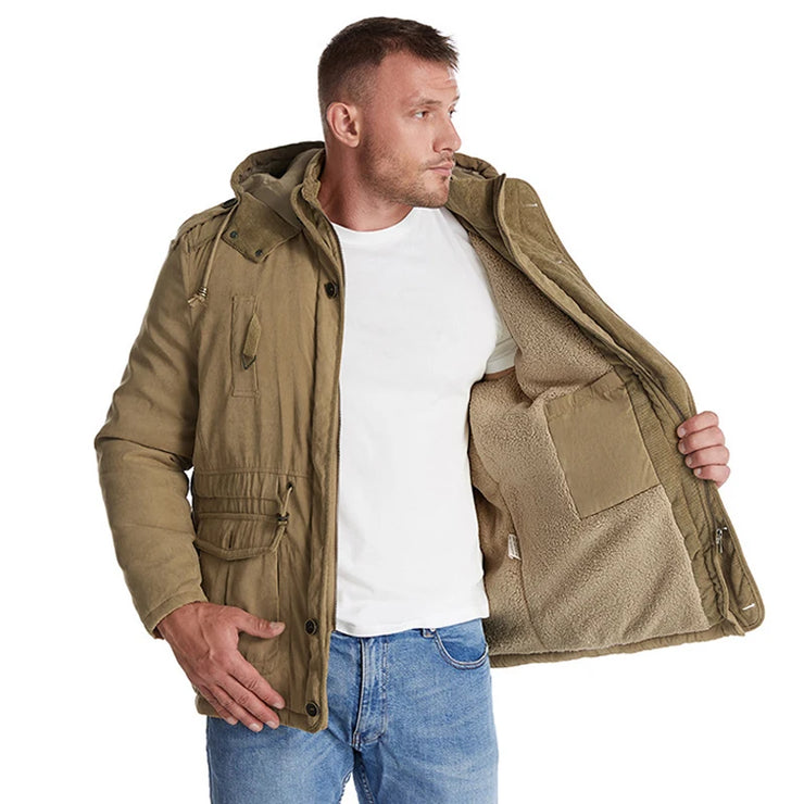 mens warm Outdoor Multi-pocket Windbreaker Jacket