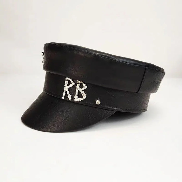 Designer Leather Diamond RB Letter Caps