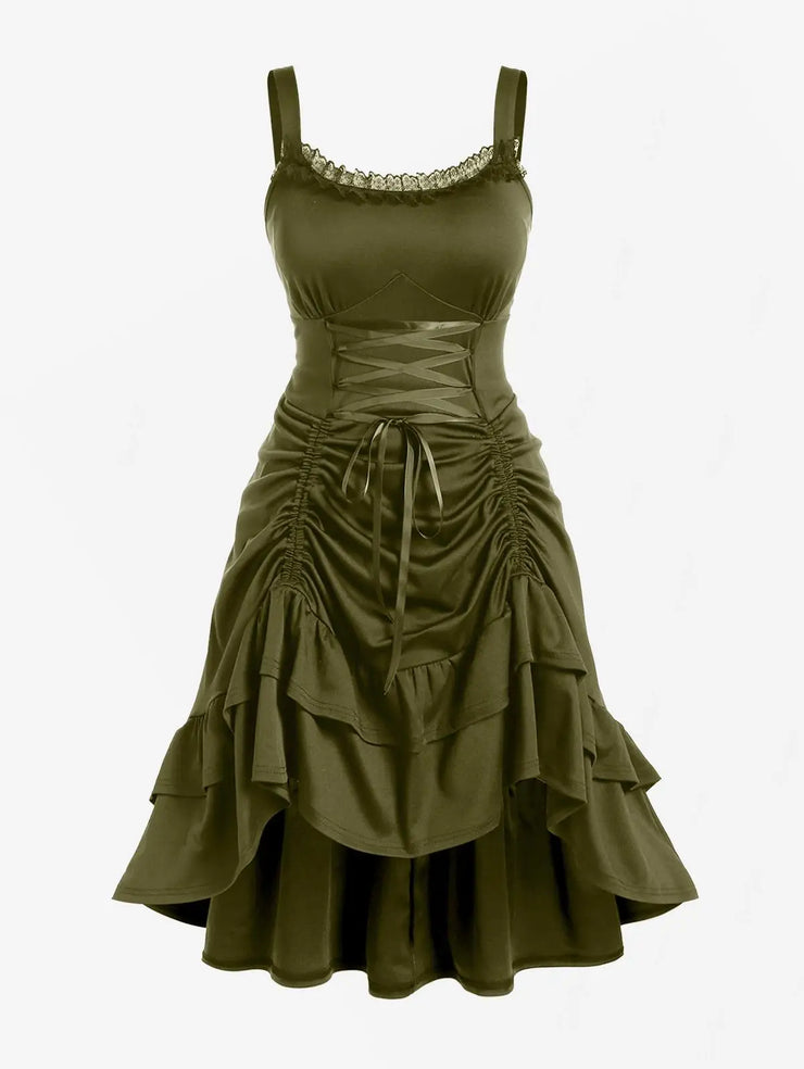 Rosegal Black Ruffled  Sleeveless Midi Dresses
