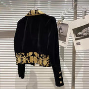 Retro velvet  Floral Embroidered Suits Jacket