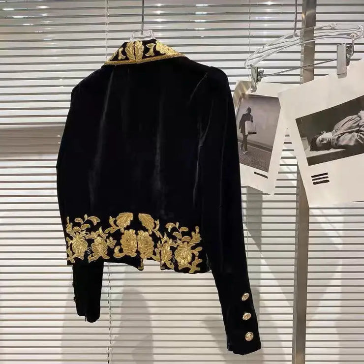 Retro velvet  Floral Embroidered Suits Jacket