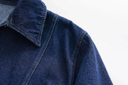 Women's Short Flip Collar Slim fit denim Top Asymmetric Denim