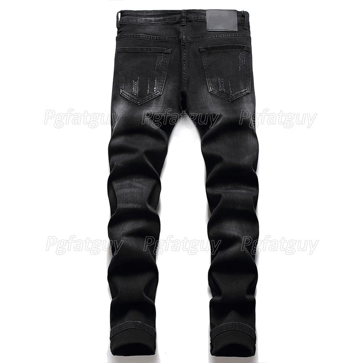streetwear Black Skull Embroidered two Piece Men's Sets