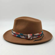 Retro Feather Fedoras Felt Wide Brim Jazz Cap