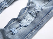 Blue Eyed Snake Embroidery Street Style Jeans