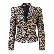 WOMEN CLASSIC LAOPARD PRINTED BLAZER