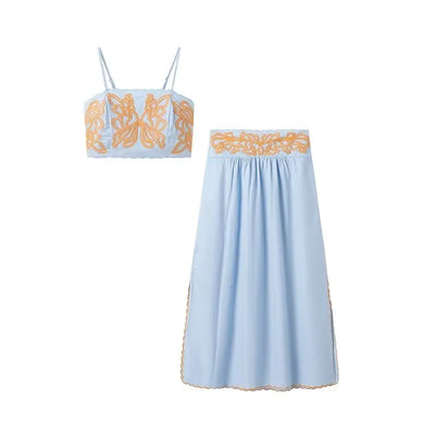 New Luxury European And American Style Elegant Embroidered Skirt Set