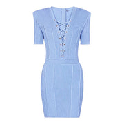 Designer Sexy V-neck Short Sleeved Slim Dress