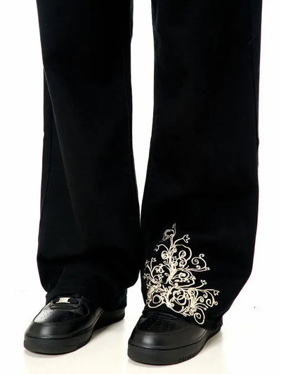 American Embroidered Silhouette Black Trouser