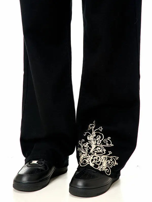 American Embroidered Silhouette Black Trouser
