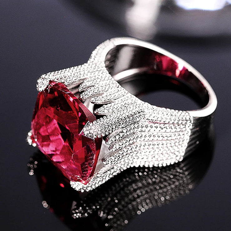 Gorgeous Hyperbole Red Cubic Zirconia Ring