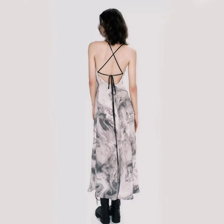 Sexy Spaghetti Straps Tie Dye Party Wear