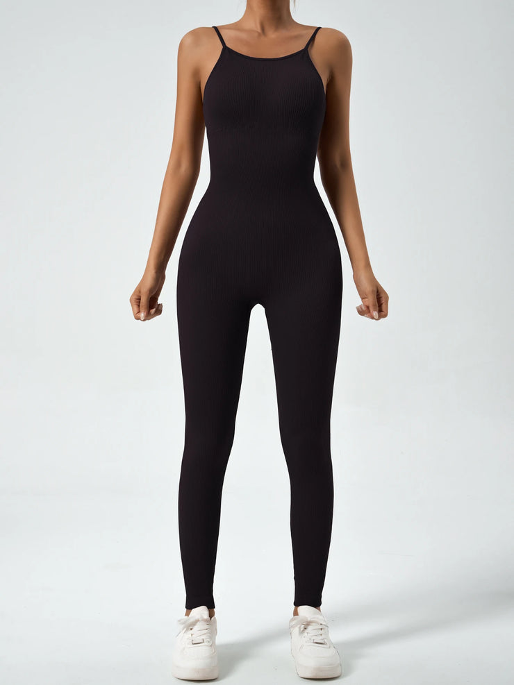 Women Backless Cross Seamless Gym Jumpsuit
