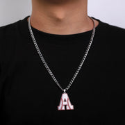 Alphabet A Baseball Pendant Necklace