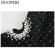 Women's Textured Sleeveless Faux Pearls Short Dress