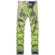 Street Green Spiderweb Embroidered Jeans