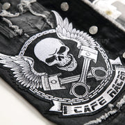 streetwear Black Skull Embroidered two Piece Men's Sets