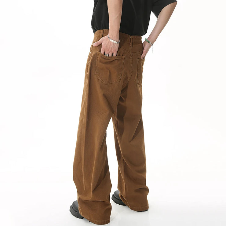 VINTAGE  STYLE MID HIGH SUMMER VERSATILE WIDE LOOSE JEANS